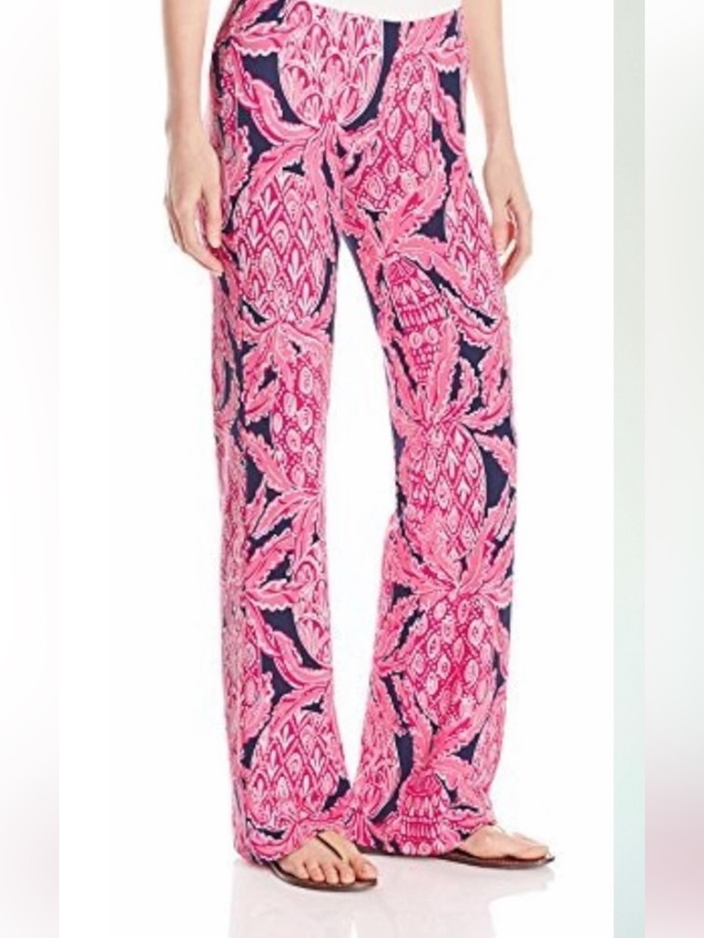 LILLY PULITZER Georgia May Palazzo Pant in Bright Navy Coco Safari - Size M
